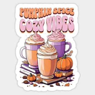 Pumpkin spice cozy vibes coffee and books Sticker